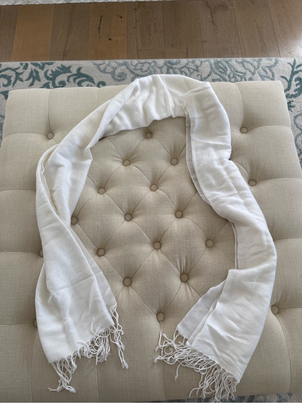 White Lightweight Fringe Scarf - Brand Unknown